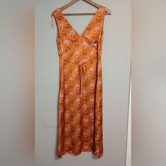 Dress forum celestial print v-neck satin midi dress hippie boho - Picture 5 of 11